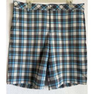 Sunice Shorts Men Size 34 Gray Plaid Pockets Golf Outdoor Polyester Classic